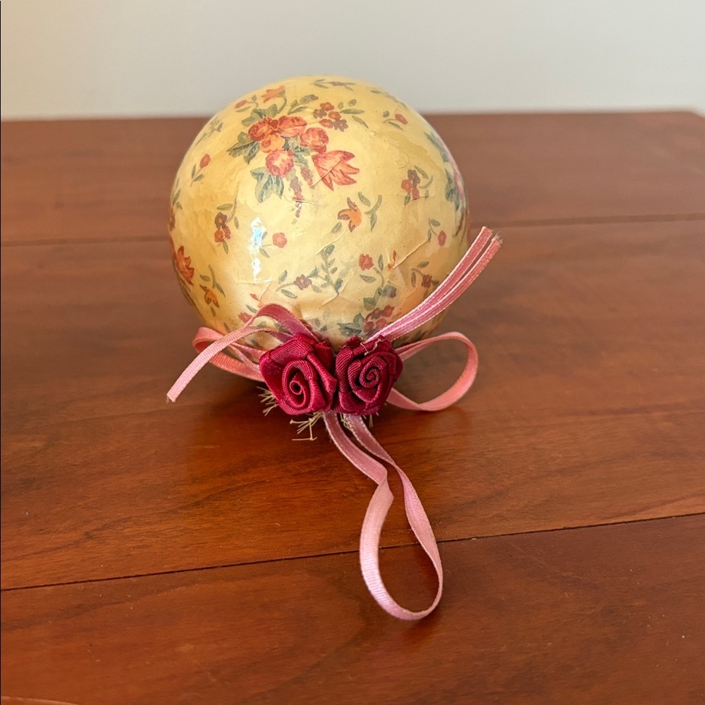 Russ “A Romantic Christmas” Victorian Decoupage Rose Ornament NIB